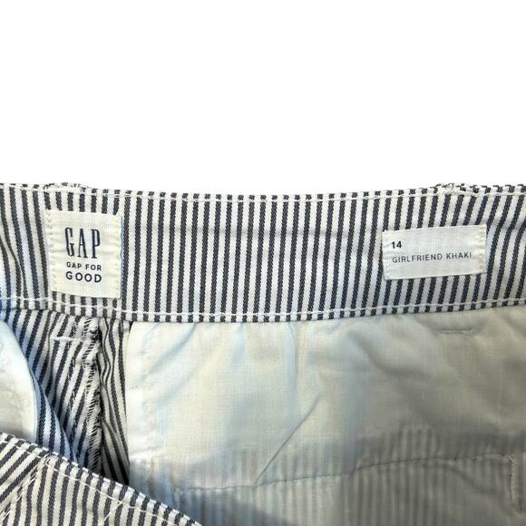 GAP Girlfriend Khaki Pants NWT Women's Sz 14 Railroad Stripe Blue Casual Coastal - Picture 5 of 8